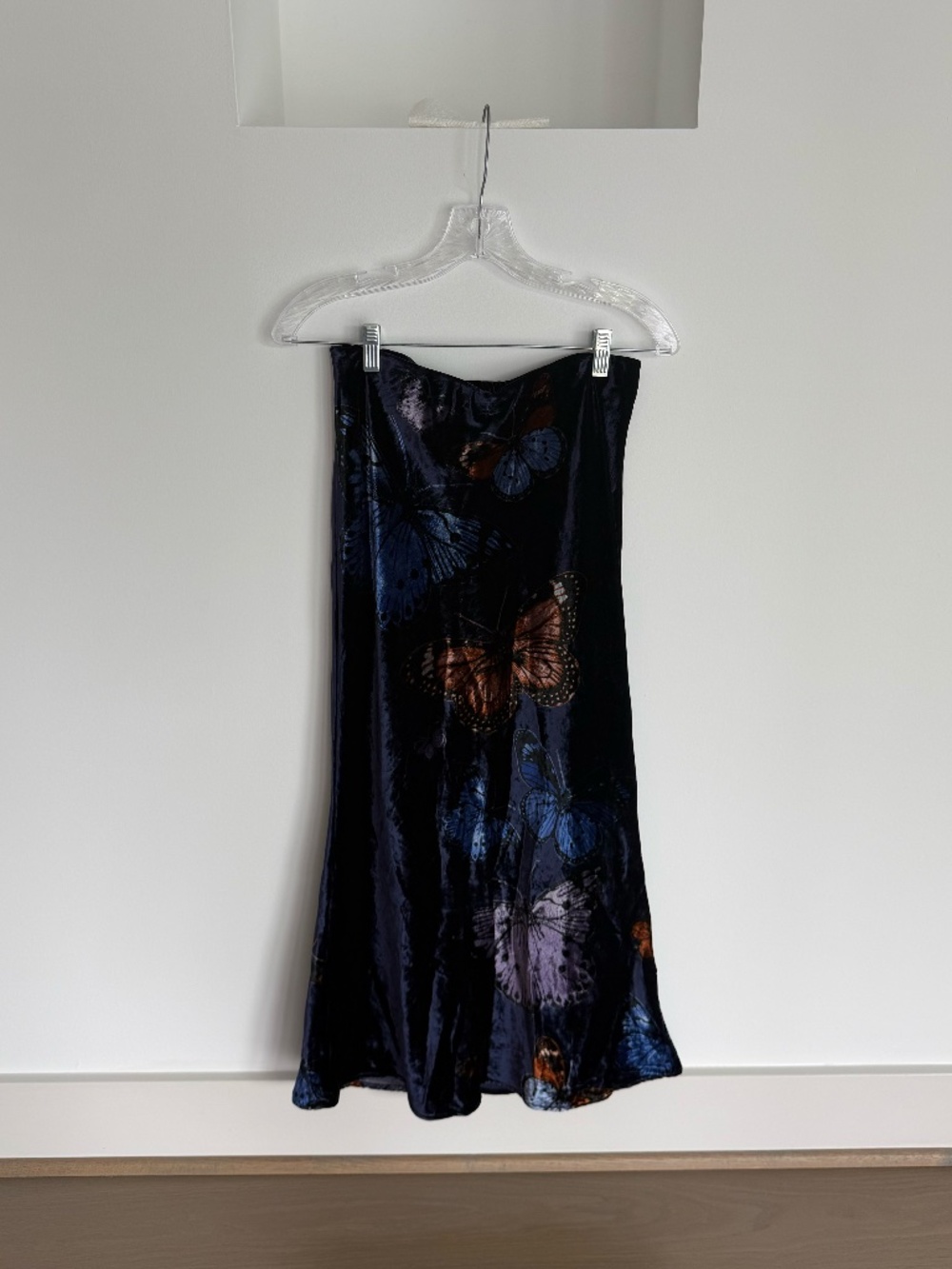 Anthropologie Tilda Maxi Slip Skirt in Blue Butterfly Pattern